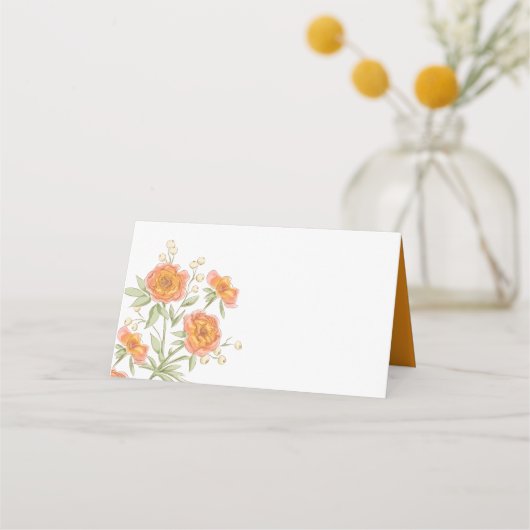 Orange Rose Wedding Place Card プレイスカード (正面)