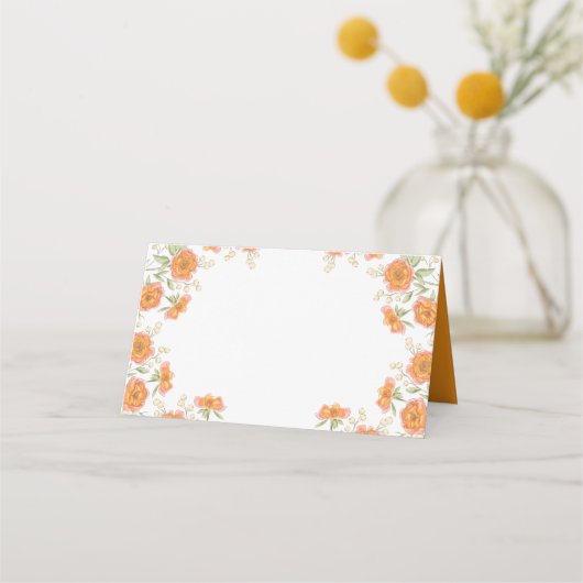 Orange Rose Wedding Place Card プレイスカード (正面)