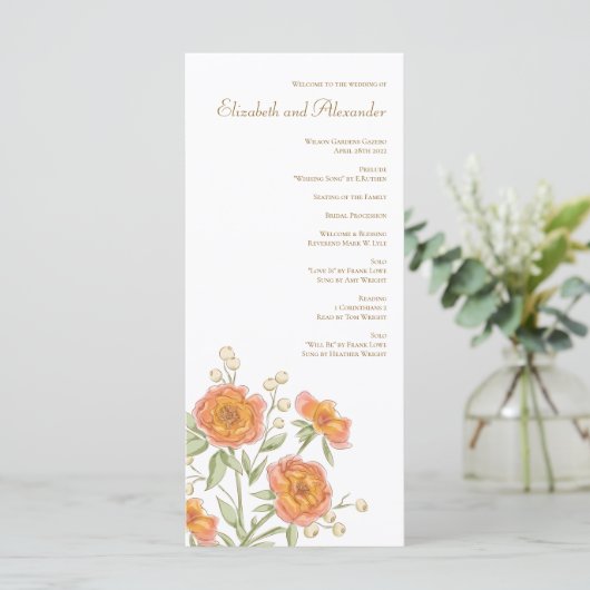 Orange Rose Wedding Programs メニュー (スタンド正面)