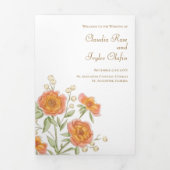 Orange Rose Wedding Programs 三つ折りプログラム (カバー)