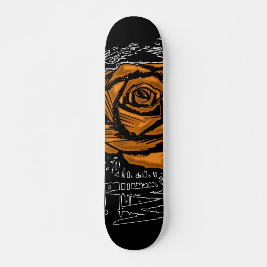Orange Rugged Rose Graffiti Art • Urban Street スケートボード (正面)