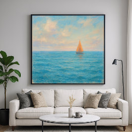 Orange Sailboat Voyage - Pastel Painting Style Art ポスター