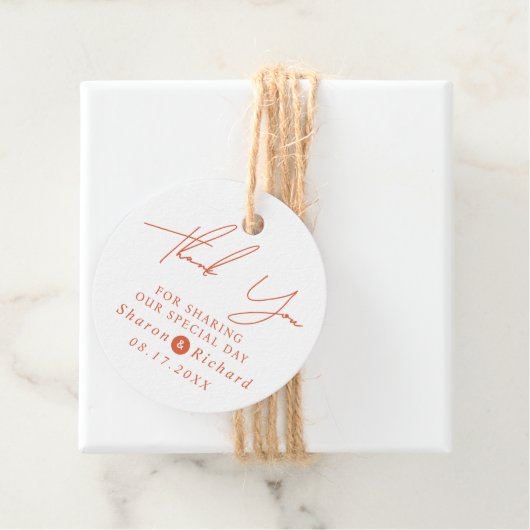Orange script calligraphy Thank You fall wedding フェイバータグ (インサイチュ)