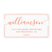 Orange Script Family Return Address ラベル (正面)