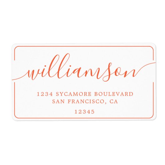 Orange Script Family Return Address ラベル (正面)