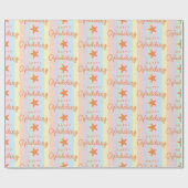 Orange Sea Starfish Happy Wedding Colorful Striped ラッピングペーパー (フラット)