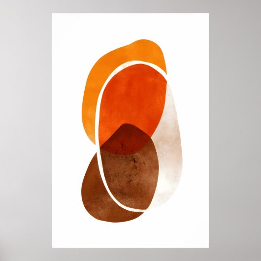 Orange Shapes Art Print Layered Rounded Forms ポスター (正面)