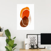 Orange Shapes Art Print Layered Rounded Forms ポスター (ホームオフィス)