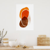 Orange Shapes Art Print Layered Rounded Forms ポスター (キッチン)