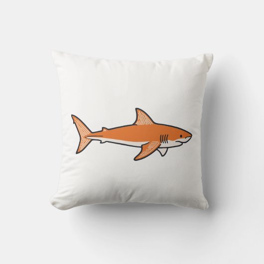 Orange shark Throw Pillow クッション (正面)