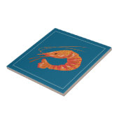 Orange Shrimp Seafood Illustration Tile タイル (側面)