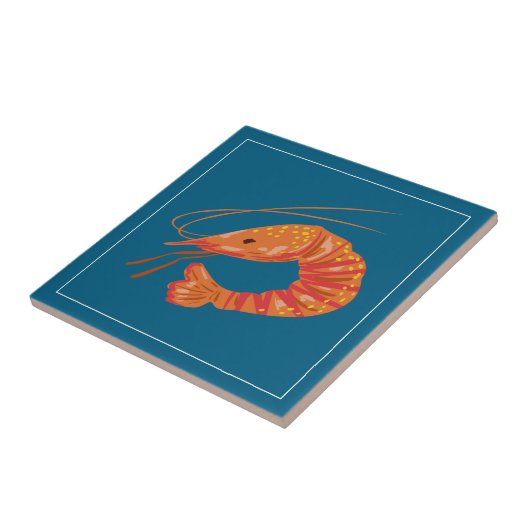 Orange Shrimp Seafood Illustration Tile タイル (側面)