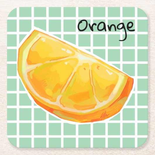Orange, sinaasappel  スクエアペーパーコースター (正面)