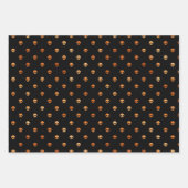 Orange Skull Halloween Damask Pattern ラッピングペーパーシート (正面3)