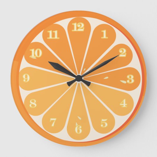 Orange Slice Kitchen Wall Clock | Kitchen Decor ラージ壁時計 (正面)