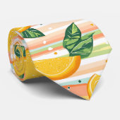 Orange Slice Pattern with Green Leaves on Pastel ネクタイ (ロール)