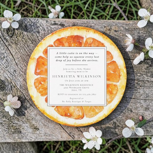 Orange Slice Watercolor Baby Shower Invitation 招待状