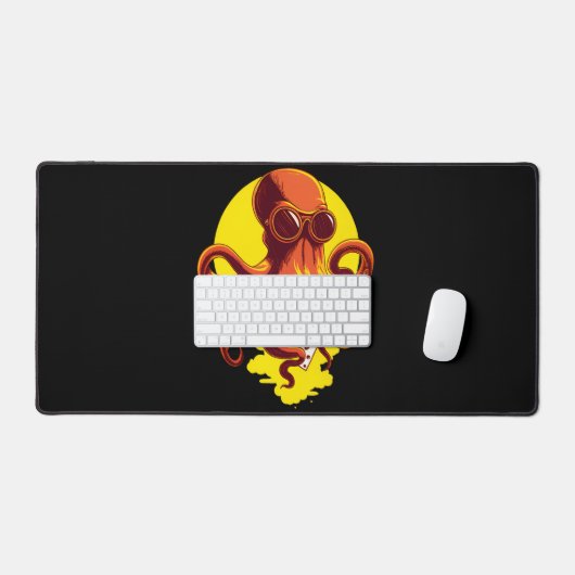 Orange Smart Octopus デスクマット (キーボード&マウス)