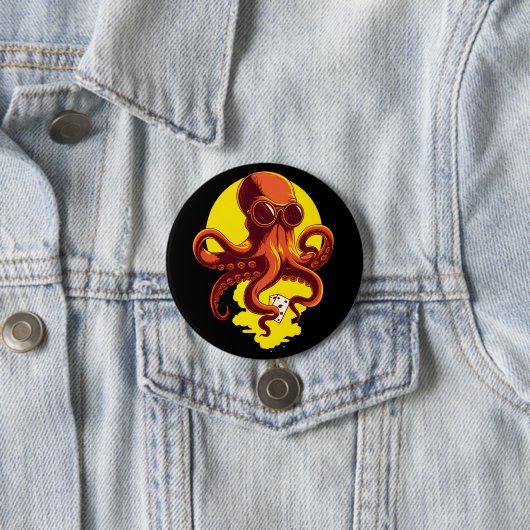 Orange Smart Octopus 缶バッジ (インサイチュ)