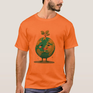 Orange Smiley Earth Tee – Green Hope Tシャツ
