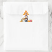 Orange Smiling Blonde Woman Fries Family Fun 三角形シール (バッグ)