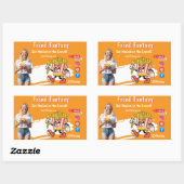 Orange Smiling Blonde Woman Fries Family Fun 長方形シール (シート)