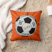 Orange Soccer Ball Custom Text Birthday Milestone  クッション (ブランケット)