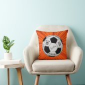 Orange Soccer Ball Custom Text Birthday Milestone  クッション (椅子)