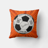 Orange Soccer Ball Custom Text Birthday Milestone  クッション (裏面)