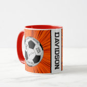 Orange Soccer Ball Custom Text Birthday Milestone  マグカップ (正面左)