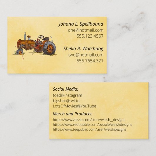 Orange Social introduction calling card-tractor 名刺 (正面/裏面)