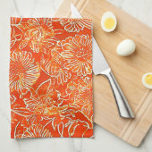 Orange soft flowers キッチンタオル (四つ折り)