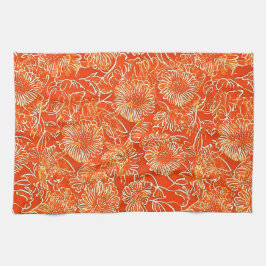 Orange soft flowers キッチンタオル