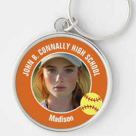 Orange Softball Player Photo High School Keepsake キーホルダー