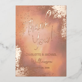 Orange Sparkle Photo Overlay'結婚S Thank You 箔招待状