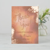 Orange Sparkle Photo Overlay'結婚S Thank You 箔招待状 (立ち正面)