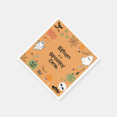 Orange Spooky One Cute Halloween 1st Birthday スタンダードカクテルナプキン (角)