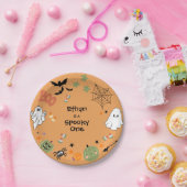 Orange Spooky One Cute Halloween 1st Birthday ペーパープレート (パーティー)