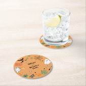 Orange Spooky One Cute Halloween 1st Birthday ラウンドペーパーコースター (インサイチュ)