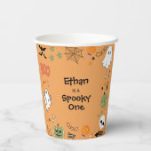 Orange Spooky One Cute Halloween 1st Birthday 紙コップ (裏面)