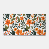 Orange Spring Flowers Botanical Pattern Floral デスクマット (正面)