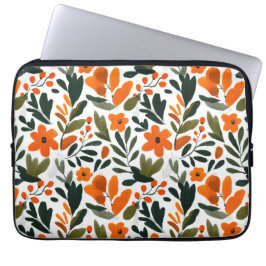 Orange Spring Flowers Elegant Chic Floral Pattern  ラップトップスリーブ