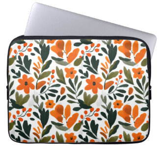 Orange Spring Flowers Elegant Chic Floral Pattern  ラップトップスリーブ