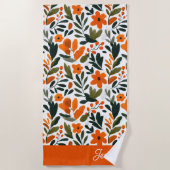 Orange Spring Flowers Elegant Floral Pattern Name  ビーチタオル (正面)