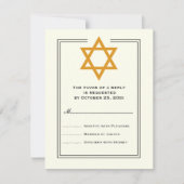 Orange Star of Davidバー(ユダヤ教の)バル・ミツバー返信カード 出欠カード (正面)