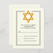 Orange Star of Davidバー(ユダヤ教の)バル・ミツバー返信カード 出欠カード (正面/裏面)