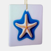 Orange Starfish in Blue セラミックオーナメント (右)