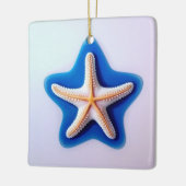 Orange Starfish in Blue セラミックオーナメント (左)