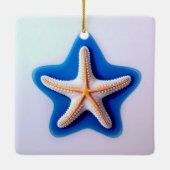 Orange Starfish in Blue セラミックオーナメント (裏面)
