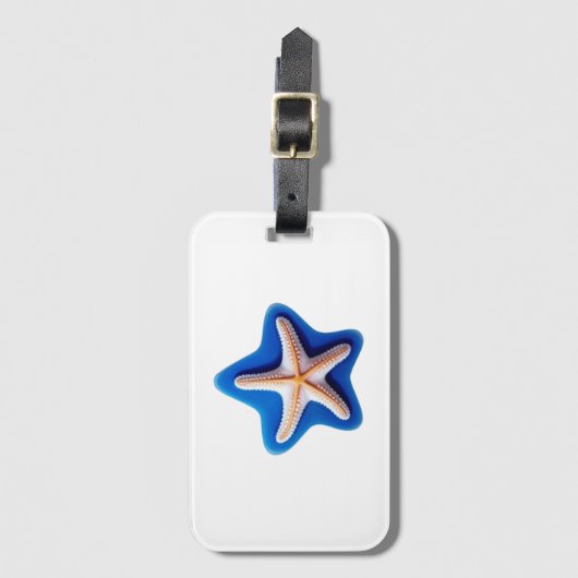 Orange Starfish in Blue ラゲッジタグ (正面縦)